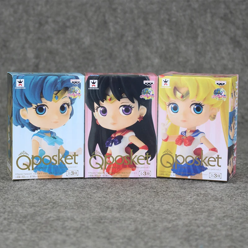 3 шт./лот Q posket Сейлор Мун Tsukino Меркурий Mizuno Ami Марс Hino Rei ПВХ фигурка игрушка|figure