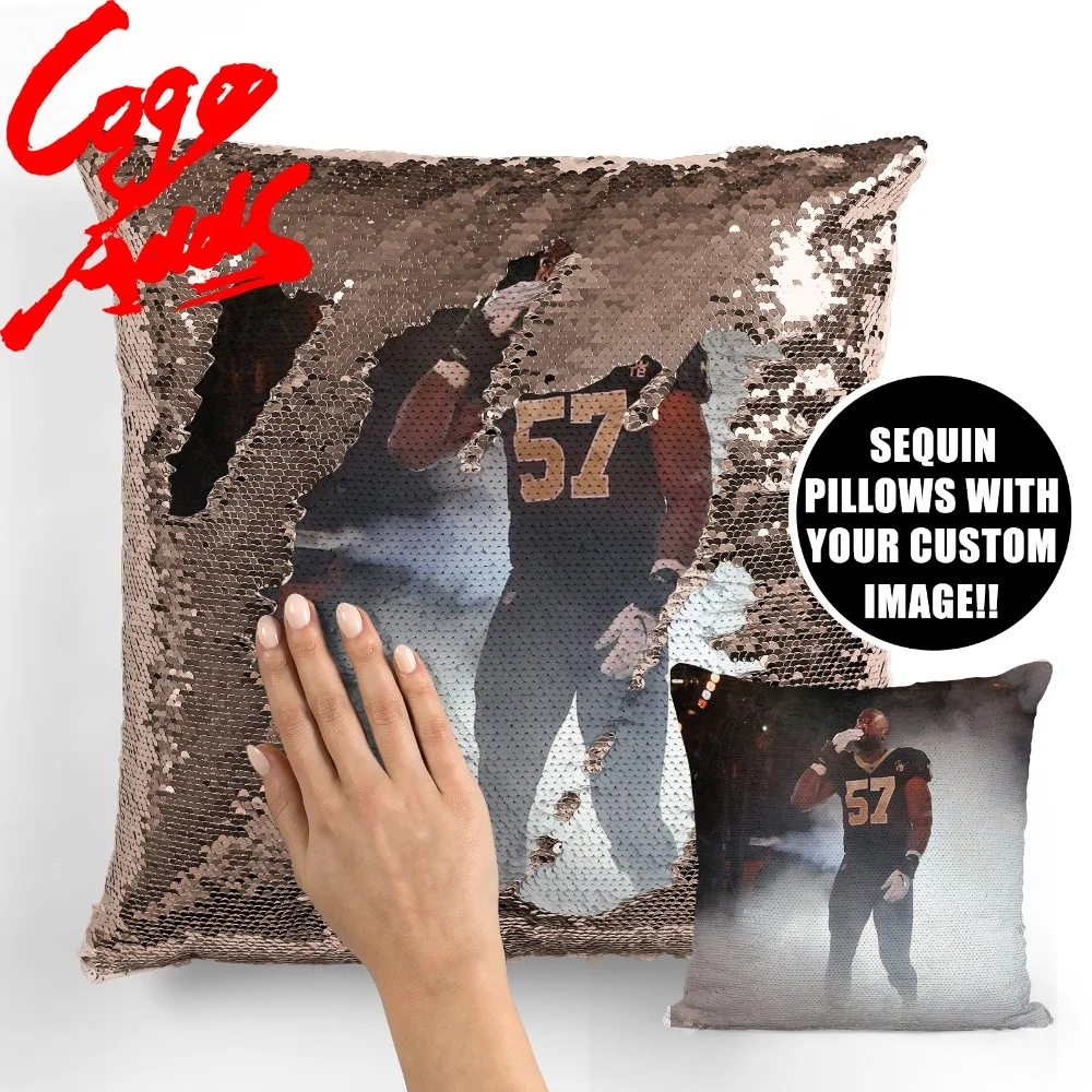 

Alex Okafor wedding birthday party photo sequin cushion cover custom image reversible sequin mermaid pillowcase