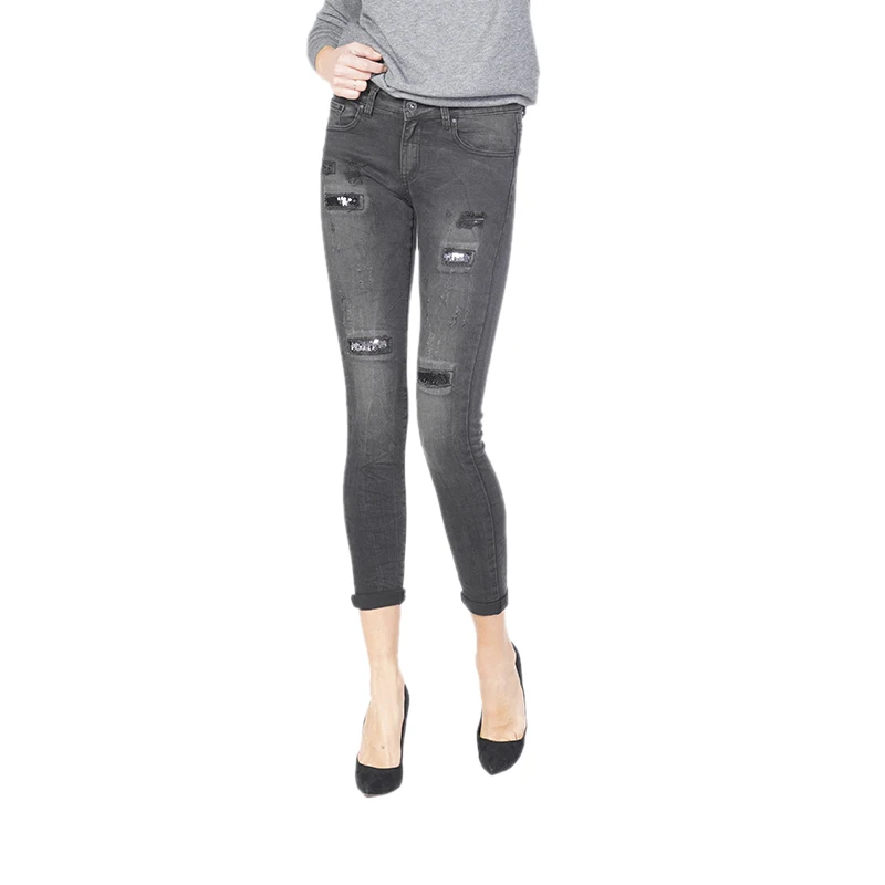 

My will jeans Fashion makes old sequins design jeans 6306 made in China