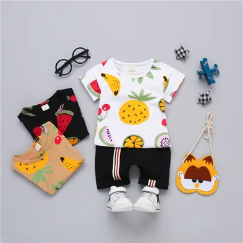

Baby Boys Summer Clothes Newborn Children Clothing Sets for Boy Short Sleeve Shirts + Pants Fruit Print Shorts Suit 2pcs