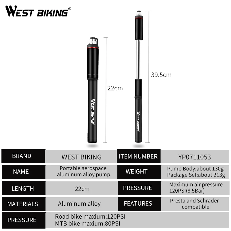 WEST BIKING велосипедный насос манометр трубка 120PSI велосипедный насос Presta Schrader шланг велосипедный воздушный насос для шин дорожный MTB велосипедный насос