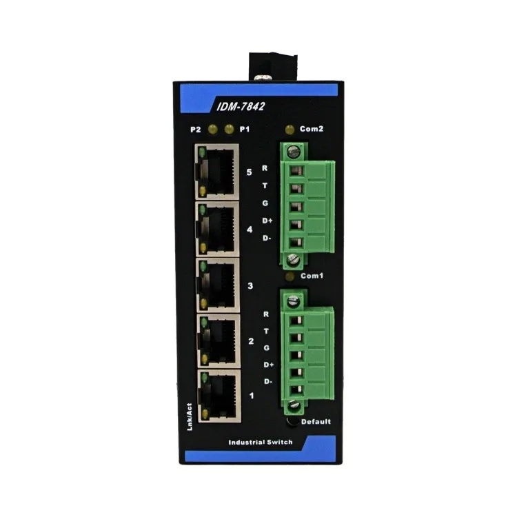 IDM-7842 Modbus шлюз 2 канала Оптическая изоляция RS485/232 последовательный порт 5 порт Ethernet коммутатор modbus tcp