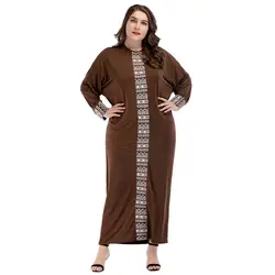 185432 2018 мусульманское Для женщин модные однотонные Кружево шить рукав «летучая мышь» платье большой Размеры дамы Ближний Восток плюс