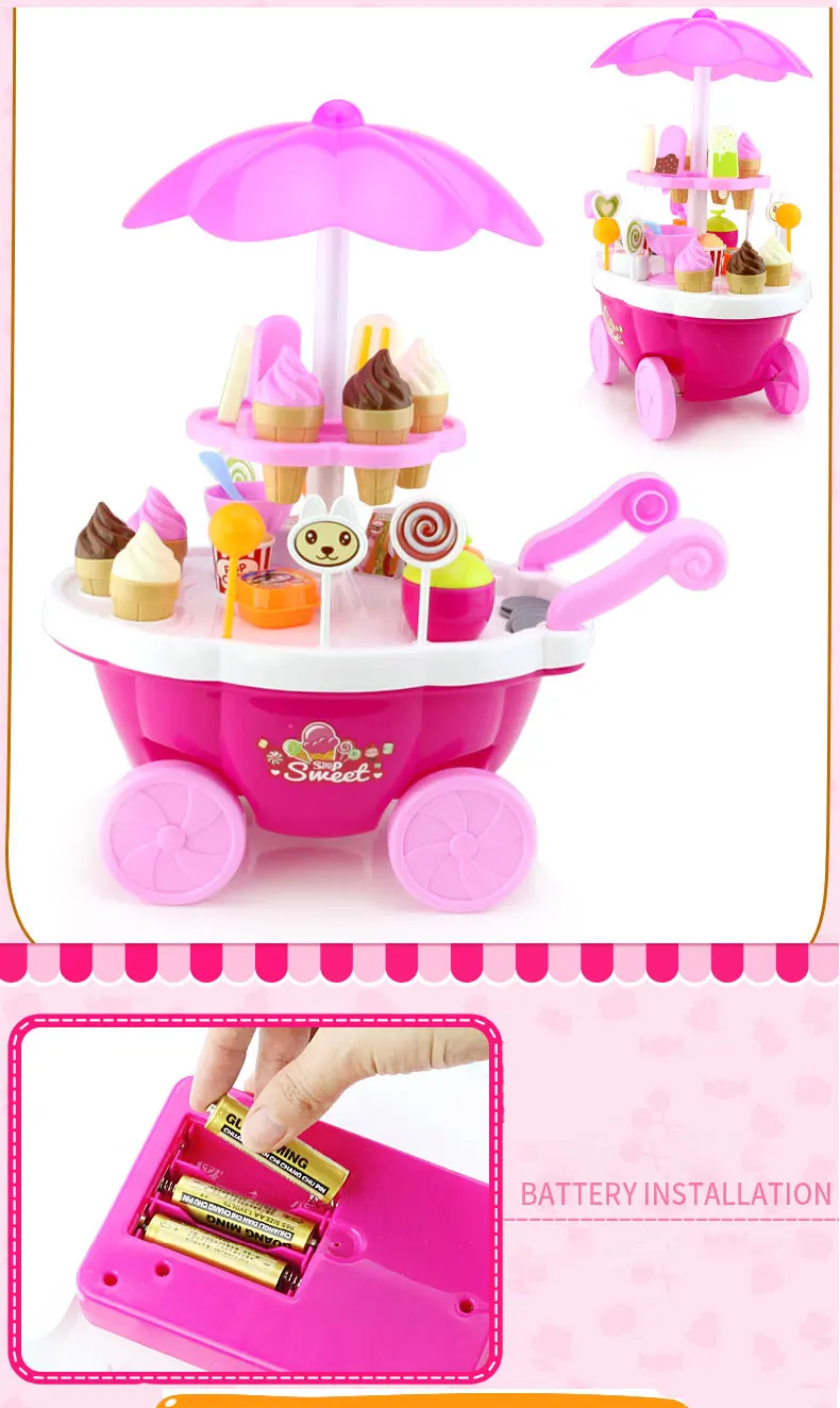 Новая горячая коляска для кукол освещение музыка конфеты лодки подвеска на телефон в форме мороженного автомобиля игрушечные тележки для супермаркетов подарочная корзина