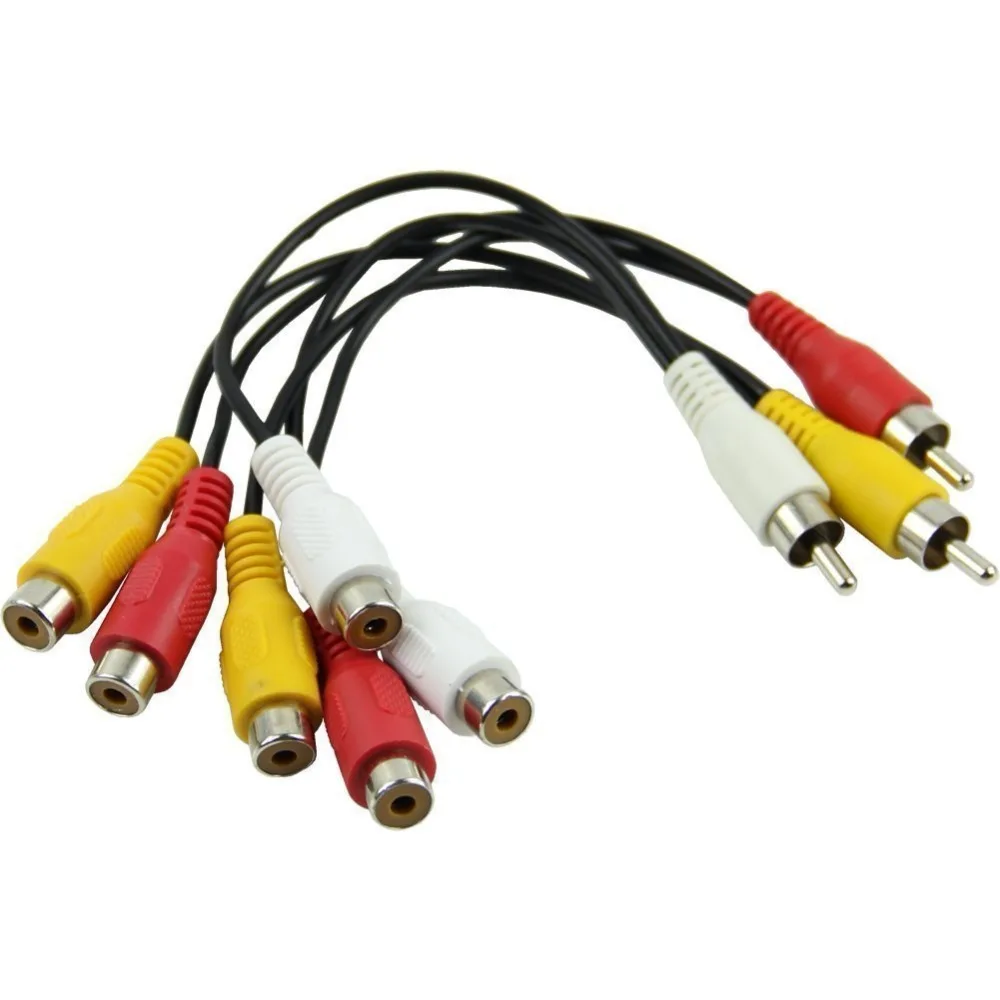 RCA cable 3 RCA Male Jack to 6 RCA Female Plug Splitter Audio Video Av Adapter Cable (1)