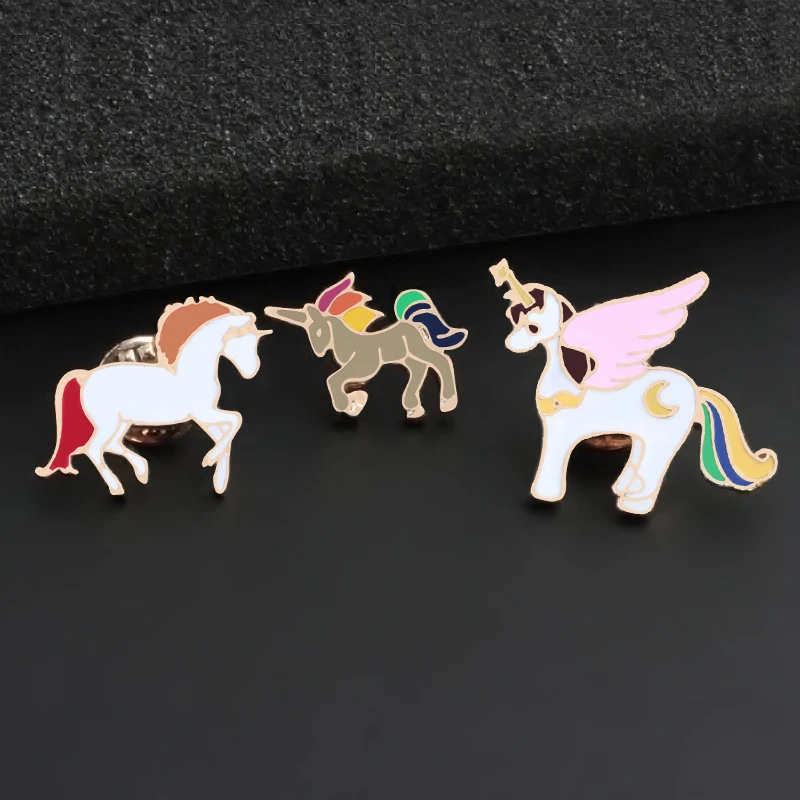 С надписью «Unicorns значок из мультфильма Единорог Альпака подборка Броши Кнопка шпильки пальто куртки булавки девушки дети ювелирные изделия подарок-сюрприз