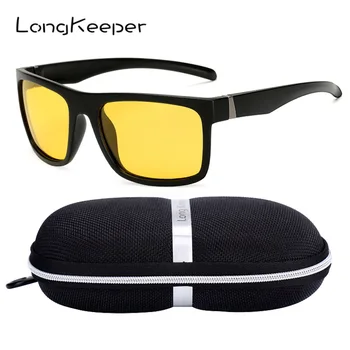 

LongKeeper Polarized Sunglasses with Case Women Square Mirror Goggles Men Black Frame Driving Sun glasses with Box Gafas De Sol
