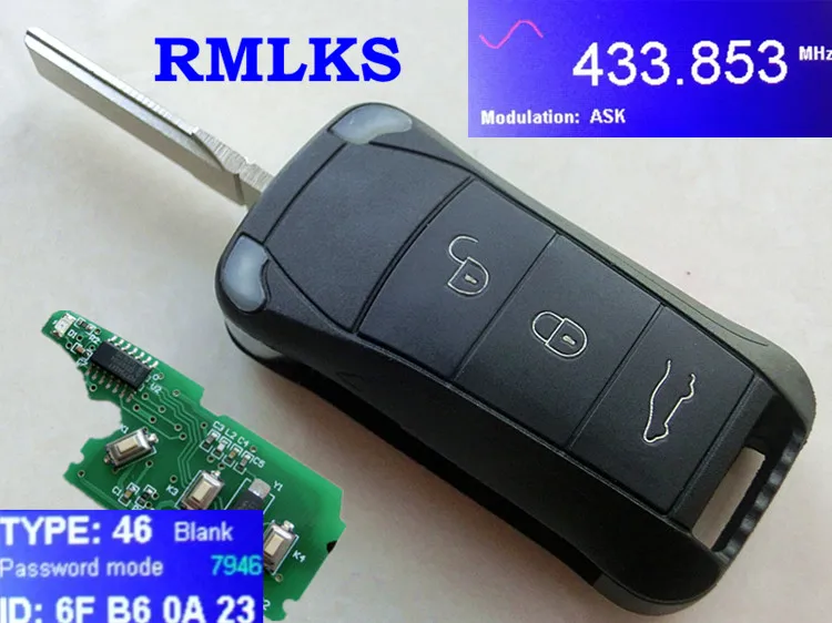 RMLKS Новый Uncut дистанционного ключ 3 кнопки 315 мГц 433 мГц ID46 PCF7946AT чип HU66 лезвия подходят для Porsche cayenne ключ