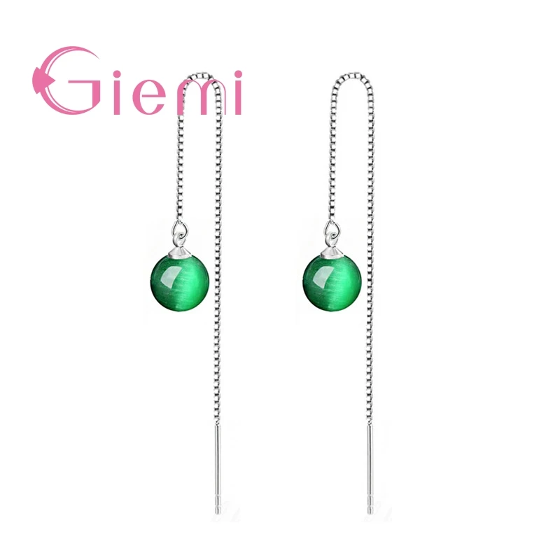 

New Multiple Color Ball Crystal Tassel Ear Line Long Earrings For Women 925 Sterling Silver Pendientes Jewelry Gift Brincos