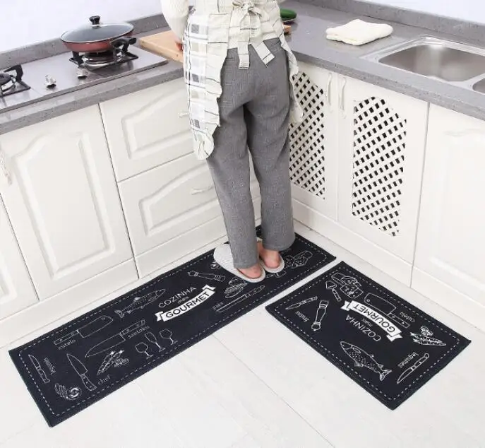 

2PCS Modern Kitchen Mat Anti-slip Floor Mat Hallway Balcony Bathroom Carpet Set Doormat Free Shipping