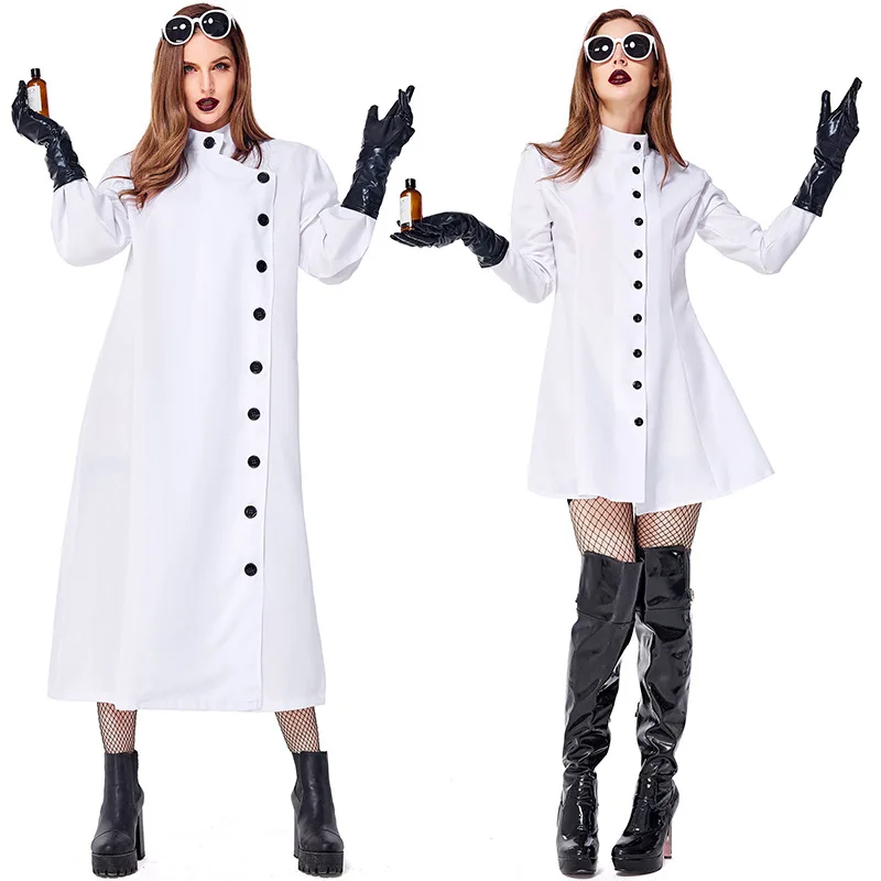  Adult White Lab Coat Women man Doctors Scientist Nurse Uniform Dress Costume Medical Clothing Hallo