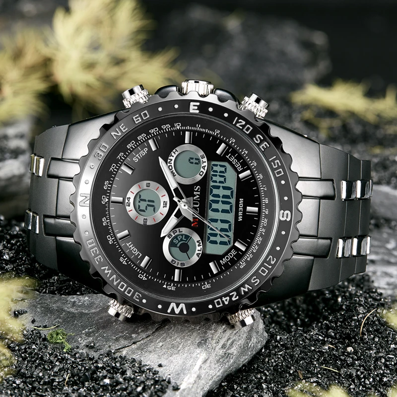 Luxury Brand Mizums Men Fashion Sport Watches Men's Quartz Digital Analog Clock Man Full Steel Wrist Watch relogio masculino free shipping (4)
