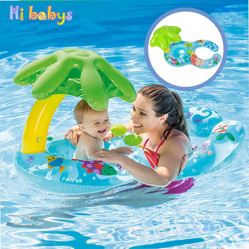 Baby Swim Ring Kid Double Pool Swim Float Sun Protection Inflatable