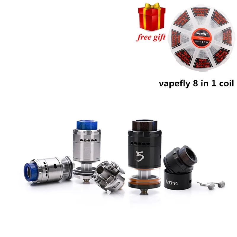

Free gift IJOY RDTA 5 Tank 4ml Capacity with resin drip tip adjustable side bottom airflow For Electronic Cigarette Box MOD Vape