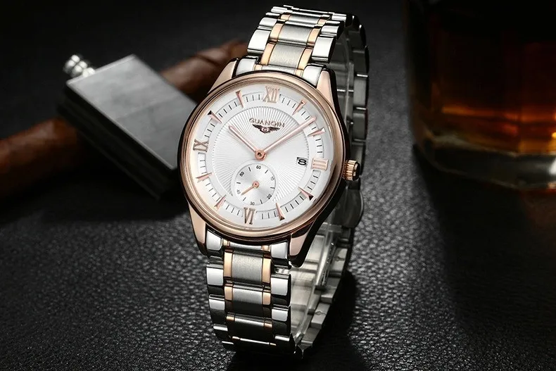 Известный бренд GUANQIN часы мужские с большим циферблатом водонепроницаемые часы Роскошные модные мужские дизайнерские кварцевые часы мужские золотые наручные часы
