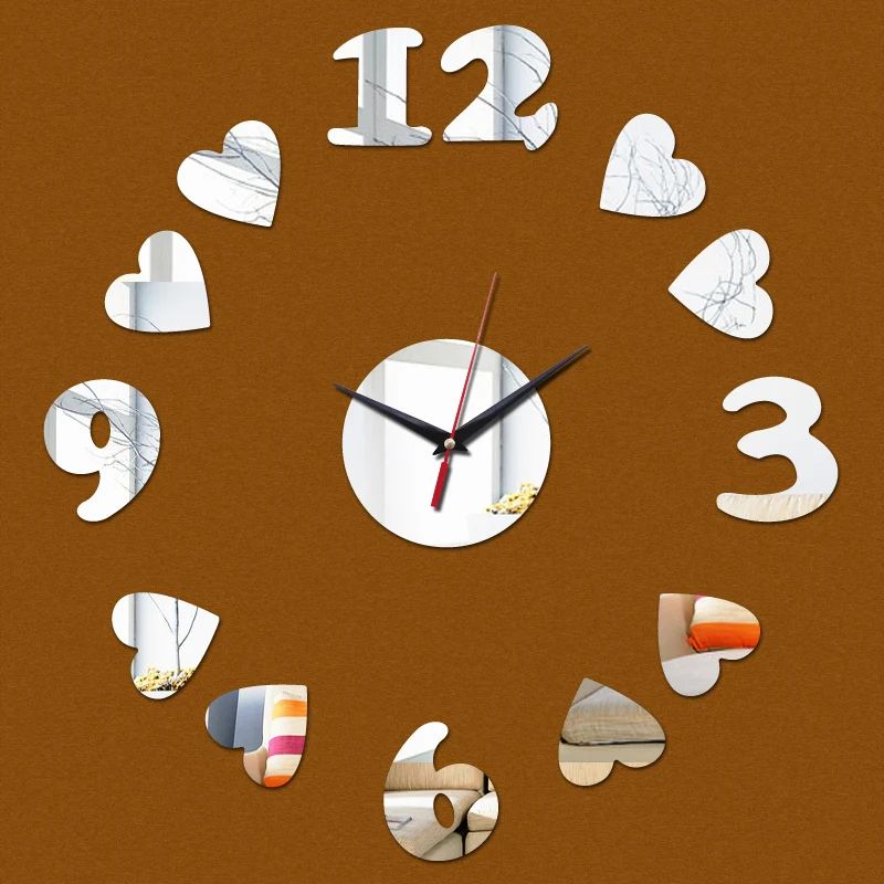 

2019 real new quartz modern living room needle 3d diy acrylic mirror wood wall clock clocks horloge watch sticker