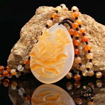 

authentic natural chalcedony pendant round beads necklace carved butterfly love pendant men and women jewelry JADES jewelry