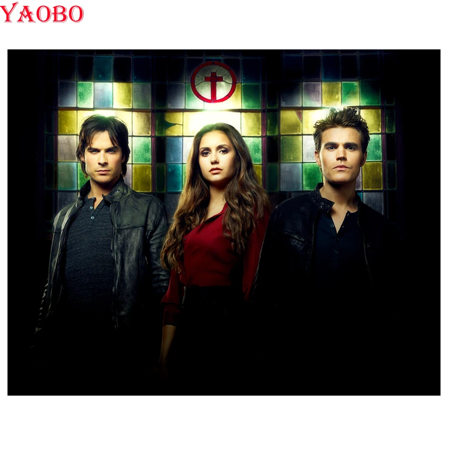 

diy 5d diamond painting cross stitch the Vampire Diaries embroidery diamond mosaic crystal painting rhinestone decor home art