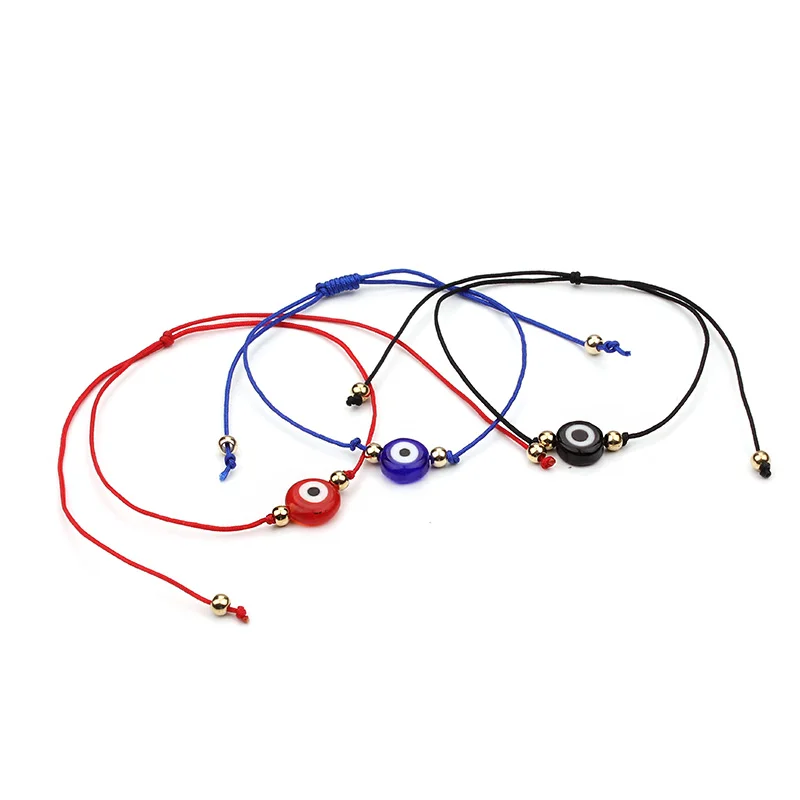 

Fashion Thin Black Red Blue Thread Evil Eye Bracelet String Rope Braided Bangles For Women Men Adjustable Length Good Lucky Jewe