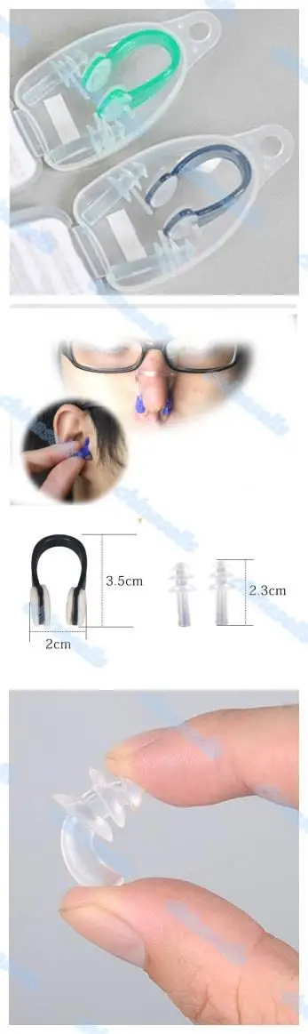 1set Soft Silicone Waterproof Swimming Diving Surf Water Sports Protection Earplugs Nose Clip with Case Bag Swim Pool Gear tool