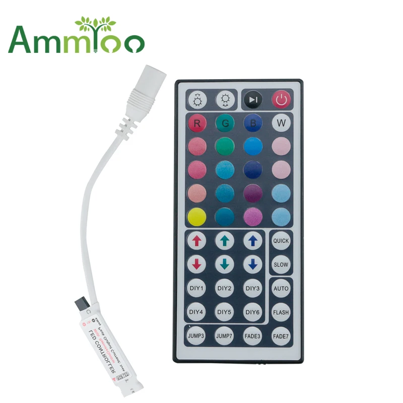 

AmmToo DC12V Mini 44Key 24Key box IR Remote Controller For 3528 5050 RGB LED Strip Lights