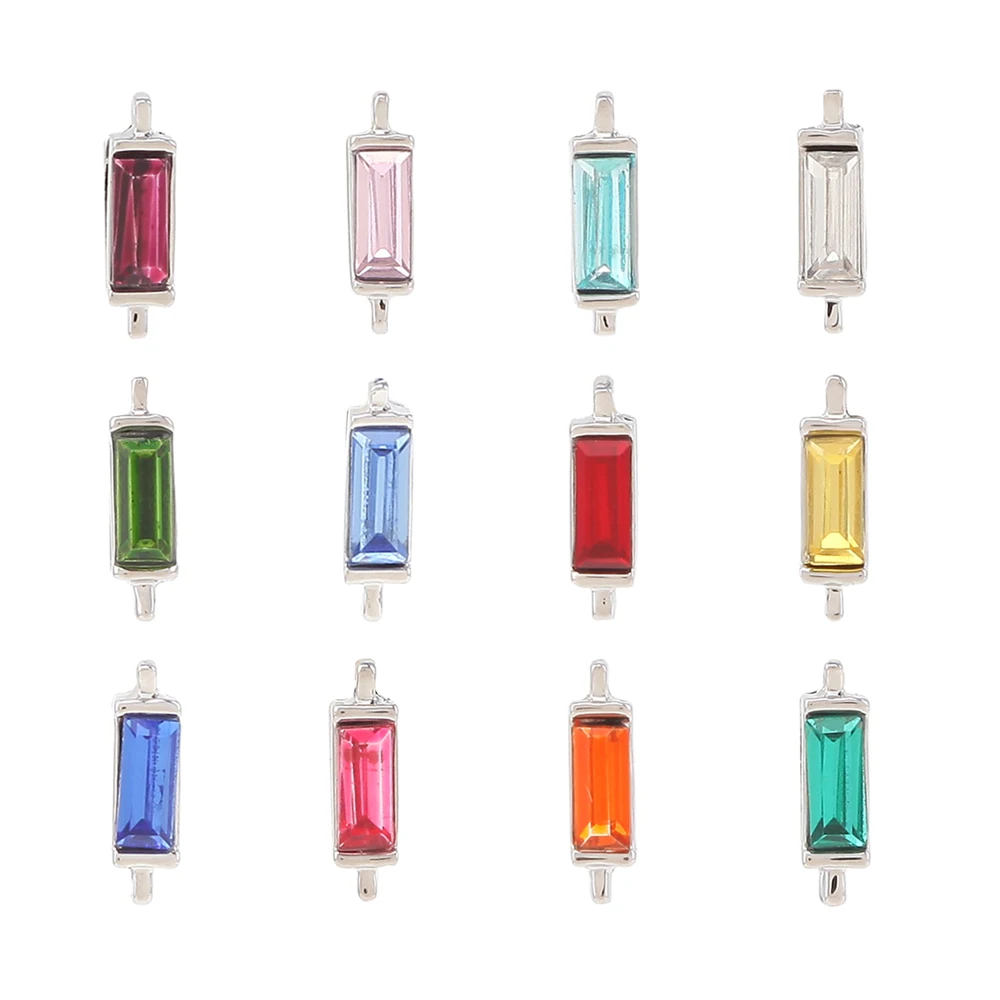 

SANSHOOR Jewelry 12 Colors Brithstone Charm Fit For Leather Wrappable Bracelet and Pendant Necklace 1set