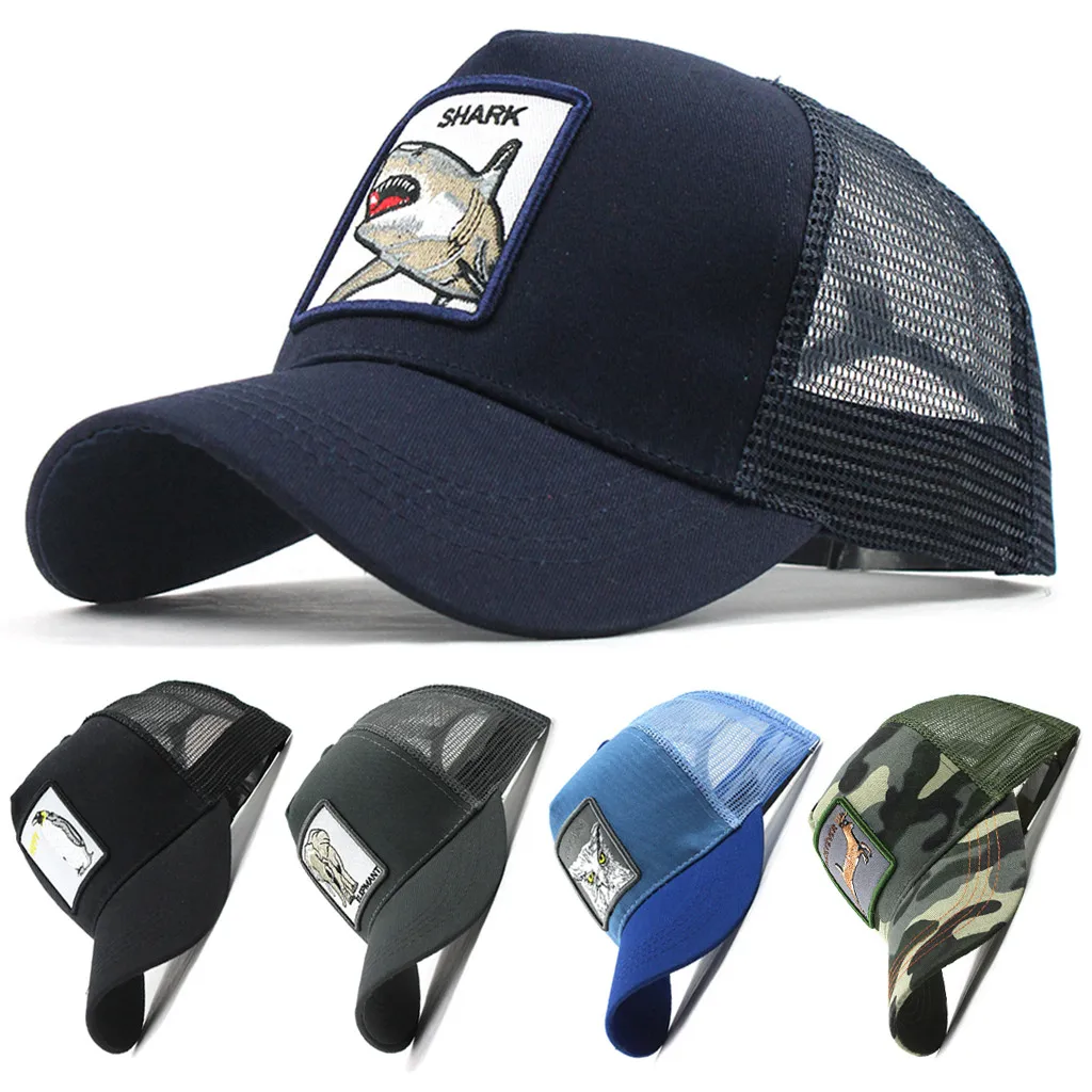 

Shark Embroidered Baseball Caps Universal Adjustable High Quality Outdoor Shade Animal Dad Truck Driver Mesh hats W521