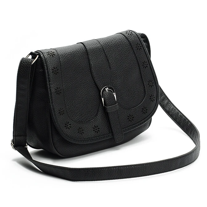 New 2017 women Vintage messenger bags women shoulder bag Pu leather handbags ladies fashion hollow out Black handbag Crossbody