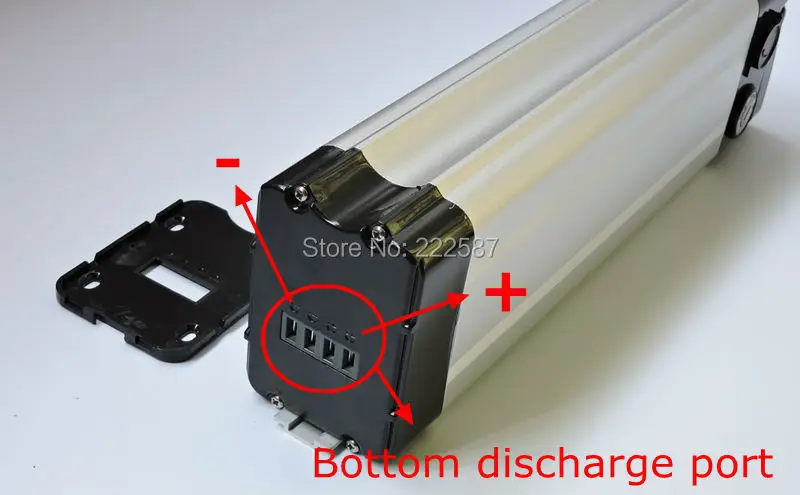 

36V 10Ah bottom discharge port Aluminum housing 36v 350W electric bike battery lithium li-ion silver fish ebike battery