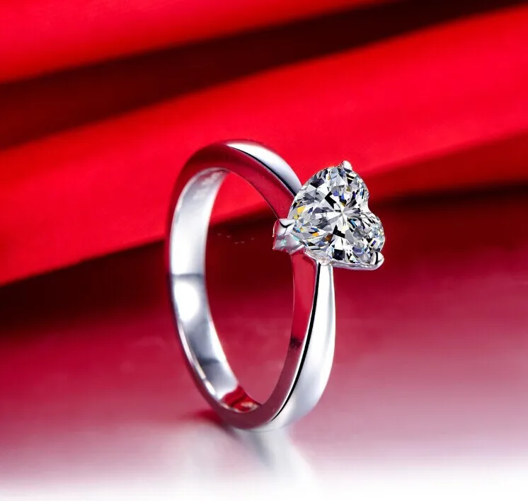 2CT 7*7 мм SONA Promise имитирующее кольцо с алмазом в форме сердца для женщин ювелирные изделия из стерлингового серебра 18 К покрытые белым золотом щипцы пасьянс кольцо