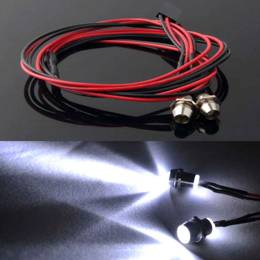 RC Model Car Truck 2 LEDs 3-7V RC Car Lights For 1/5 1/8 1/10 1/12 1/16 RC HSP Traxxas Model Car 5mm LED Light Kit -White