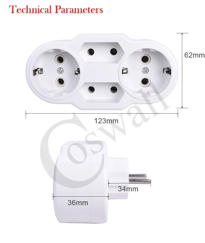 Coswall Европейский Тип конверсионная вилка для детей от 1 до 4 способ ЕС Стандартный гнездо адаптера питания 16A штепсели для путешествий AC 110~ 250 V
