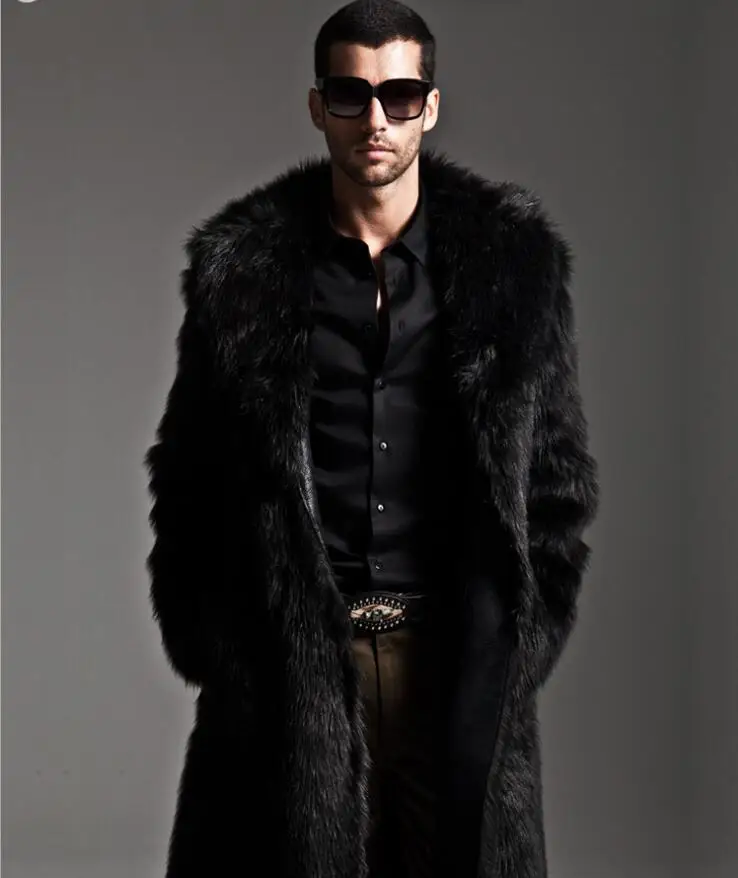 Famous brand men's two sided fur coat long design eco friendly fur