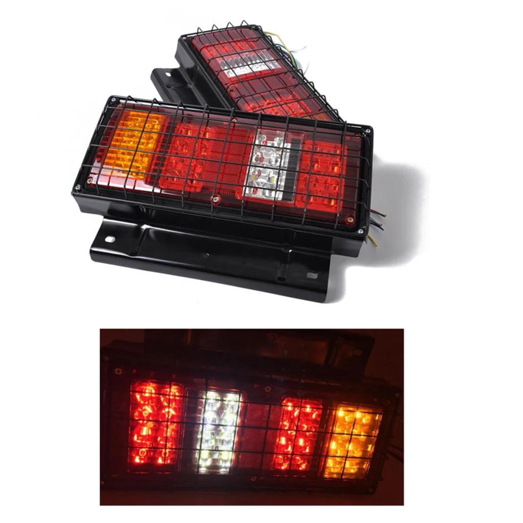 

Pair Rear Tail Light Lamp Trailer Truck Stop Turn Signal 32LED 12V 3 Color