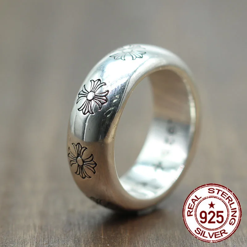 

S925 sterling silver men's ring new punk personality retro style domineering six-pointed star fashion boutique jewelry send love