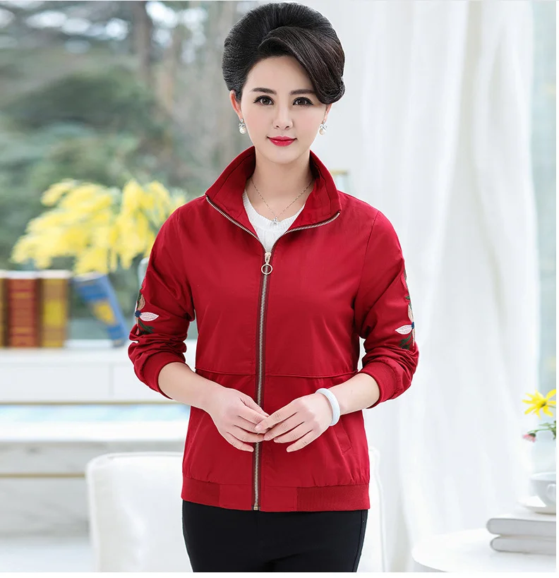 

Spring Jacket Coat Women Plus Size Casual Female Jacket Solid Embroidery Zipper Coats Female Basic Outerwear & Coats T367