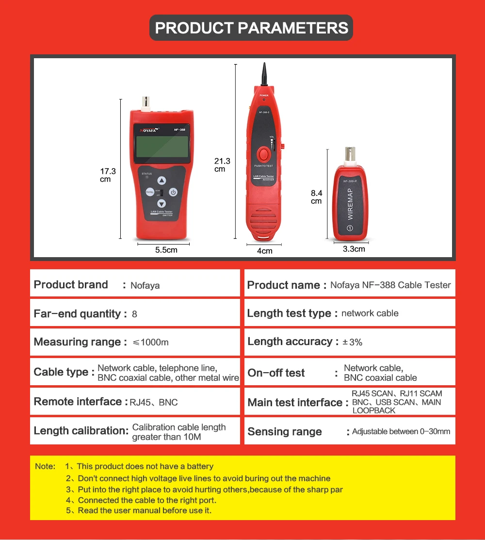 Noyafa NF-388 Cat5 Cat6 RJ45 UTP STP линия Finder телефонный провод трекер диагностический тон набор инструментов LAN Сетевой кабель тестер