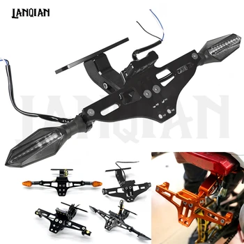 

Black Universal Accessories Motorcycle full CNC Adjustable Angle CNC License Number Plate with LED light Frame Holder Bracket