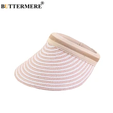 BUTTERMERE Visor Sun Hat Women Pink Straw Hats Female Face Protection Sun Hat Adjustable Sports Long Brim UV Ladies Summer Cap BUTTERMERE Visor Sun Hat Women Pink Straw Hats Female Face Protection Sun Hat Adjustable Sports Long Brim UV Ladies Summer Cap