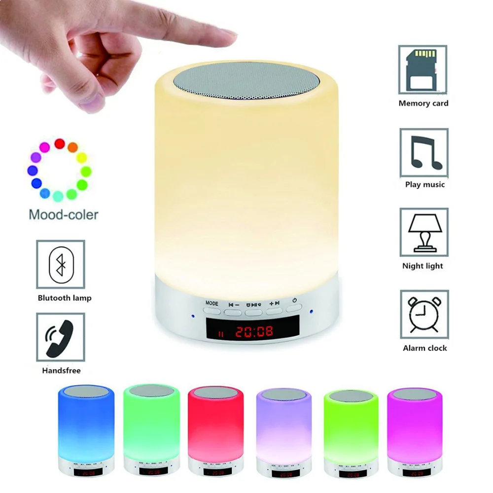 Night light Bluetooth Speaker Rechargeable Wake Up Light Alarm Clock