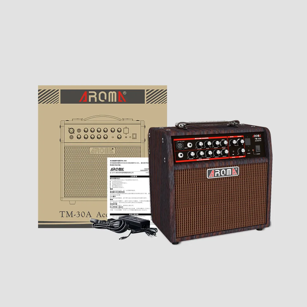 

30W Acoustic Guitar AMP Digital Audio Amplifier Loudspeaker Box Built-in Tuner Volume Tone Control with Cable Power Adapter