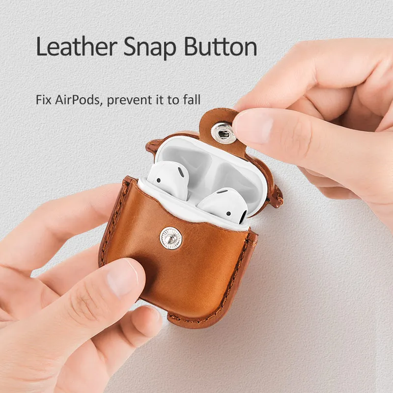 USAMS Wireless Bluetooth Earphone Genuine Leather Luxury Case for Apple  Airpods Earphone Protective Cover for Air
