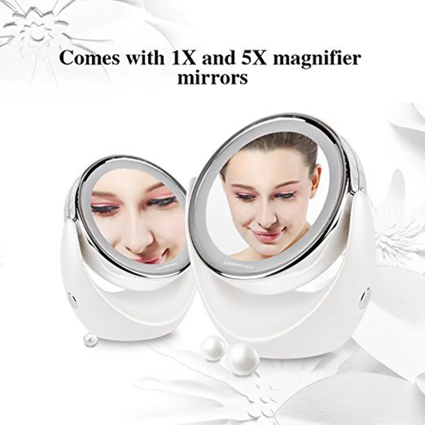 

Desktop Double Sided Led 360 Degree Swivel Cordless Table Cosmetic Makeup Magnifying Mirror Lights With Illumination
