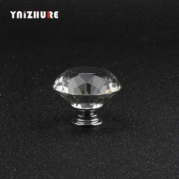 

YNIZHURE Brand Quality 10PCS 40mm Diamond Shape Design Crystal Glass Clear Transparent Knobs Cupboard Drawer Pull Handles