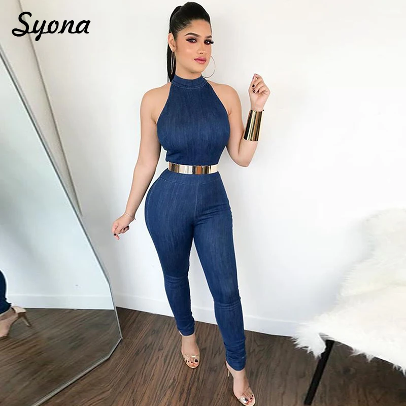Casual Sexy ROMPER DENIM JUMPSUIT Jeans Boyfriend WOMEN Skinny Overall Elegant Onepiecer Zipper Back Sleeveless Slim Blue Summer Casual Sexy ROMPER DENIM JUMPSUIT Jeans Boyfriend WOMEN Skinny Overall Elegant Onepiecer Zipper Back Sleeveless Slim Blue Summer