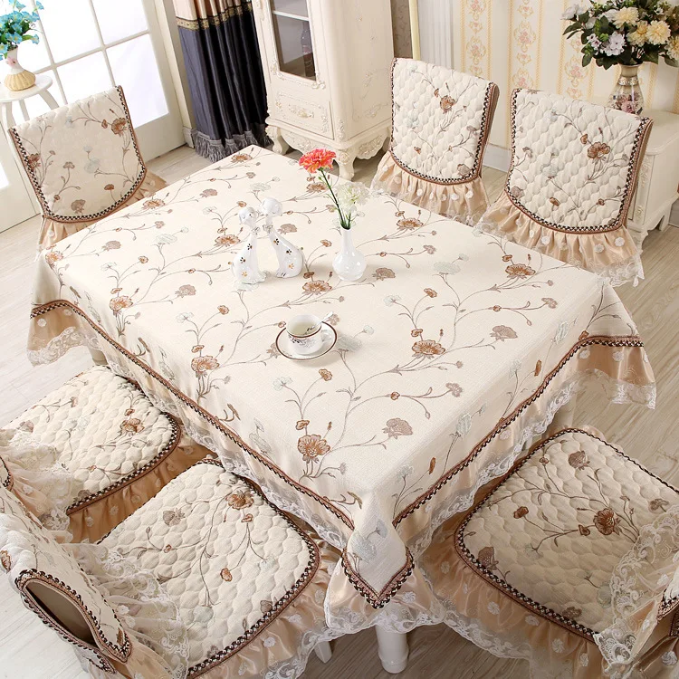 

Proud Rose Lace Embroidered Table Cloth Chinese Tablecloths Chair Covers Seat Cushion Home Round Table Cover Decoration