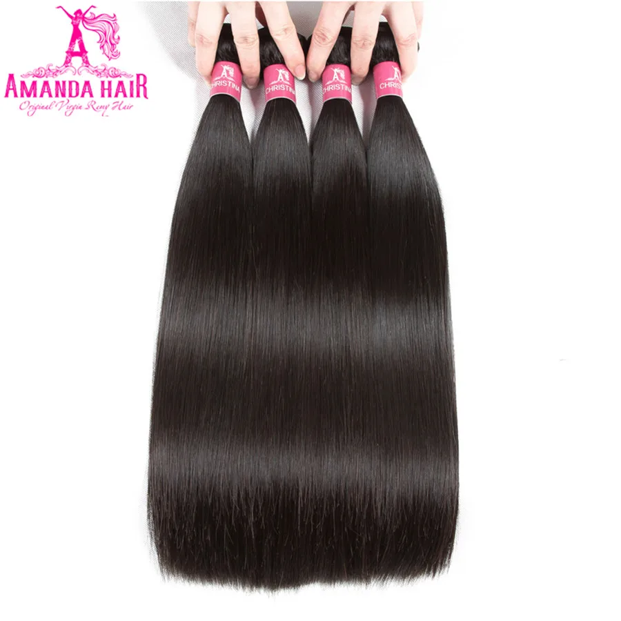 Amanda Grade 10A Malaysian Straight Hair 4 Bundles Human Hair Extensions Remy Hair 8-28 Inch Natural Color Free Shipping