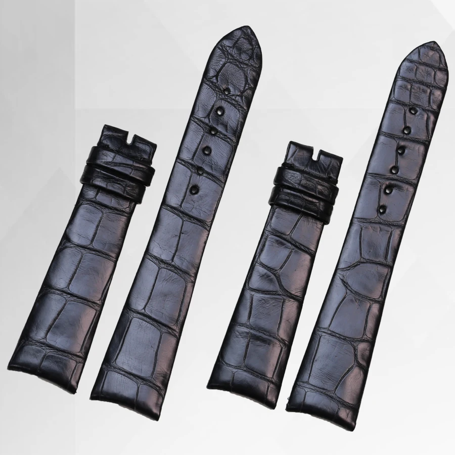 Ремешок для часов SAUPPO из кожи аллигатора с бамбуковым покрытием мужские