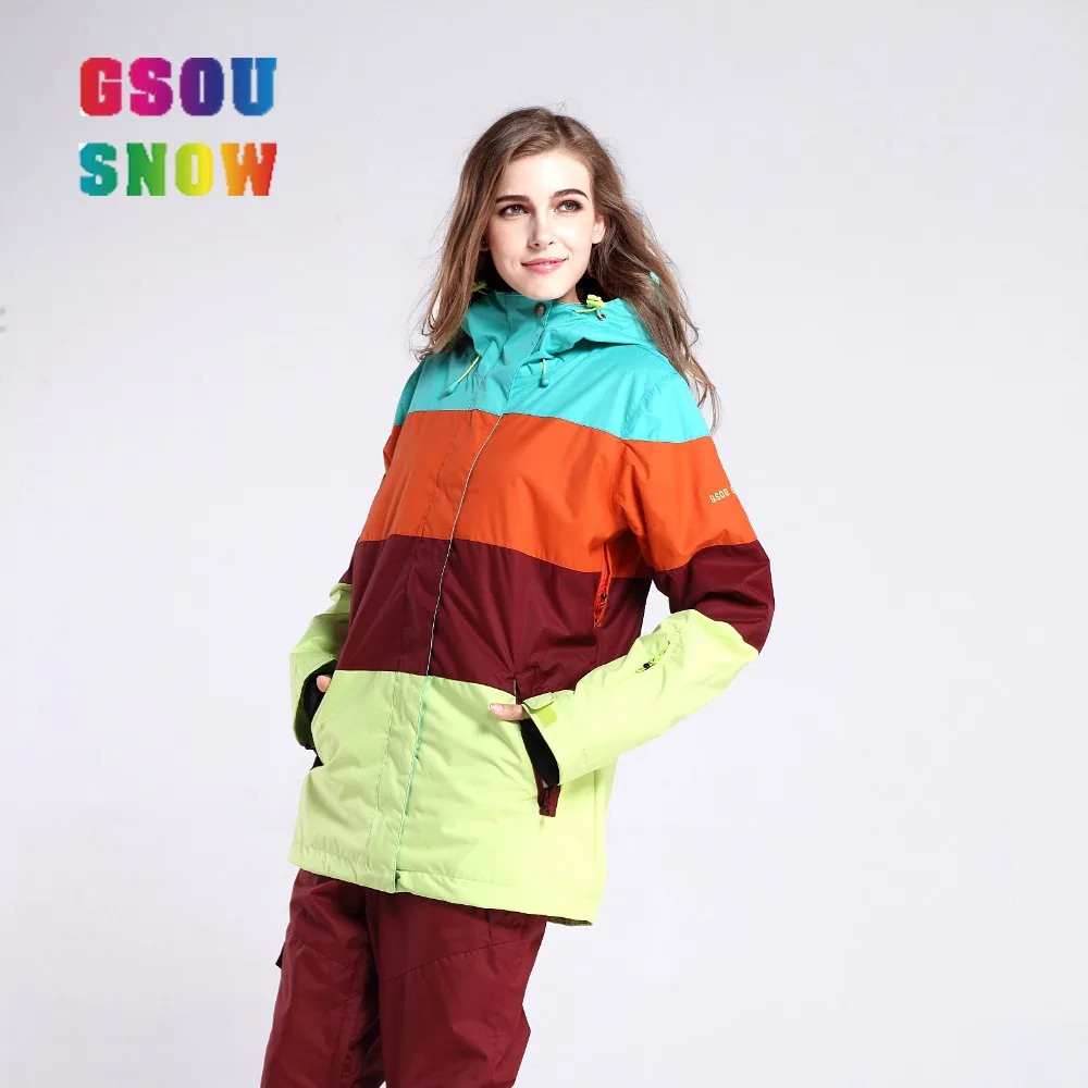 Gsou Snow-30 градусов Лыжная куртка женская уличная лыжная куртка водонепроницаемая 10K профессиональная Лыжная и сноубордическая Сноубордическая куртка