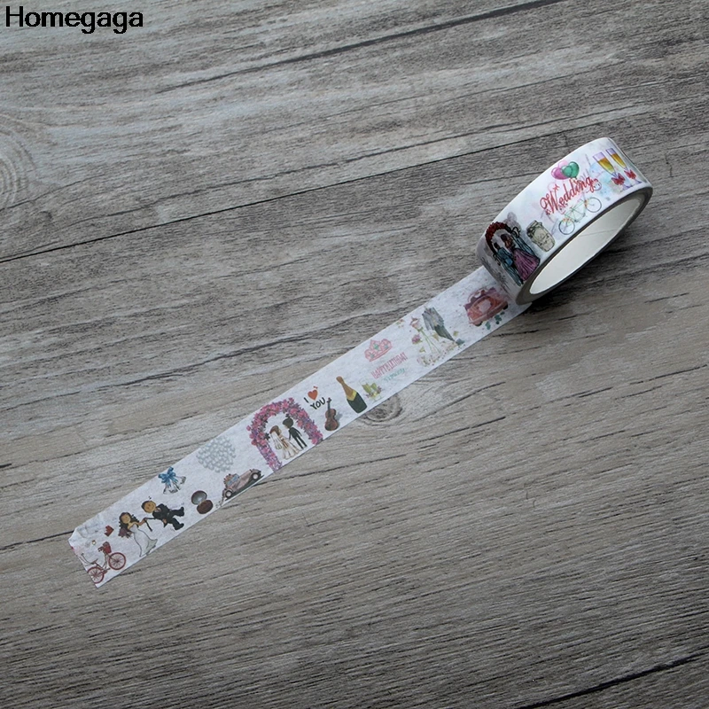 

Homegaga Wedding theme funny Washi tape diy Scrapbooking Craft Adhesive Paper Masking Tape Printed Patterns stickers decal D1959